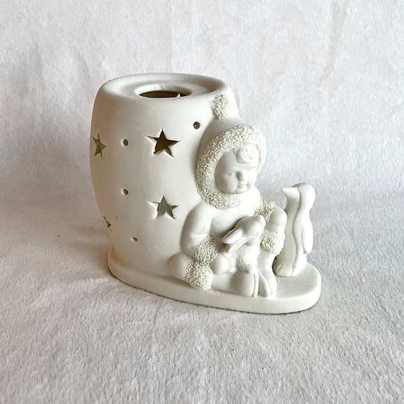 Vintage Delagar Collectibles Votive Tealight Candle Holder Snowbabies - Picture 1 of 16